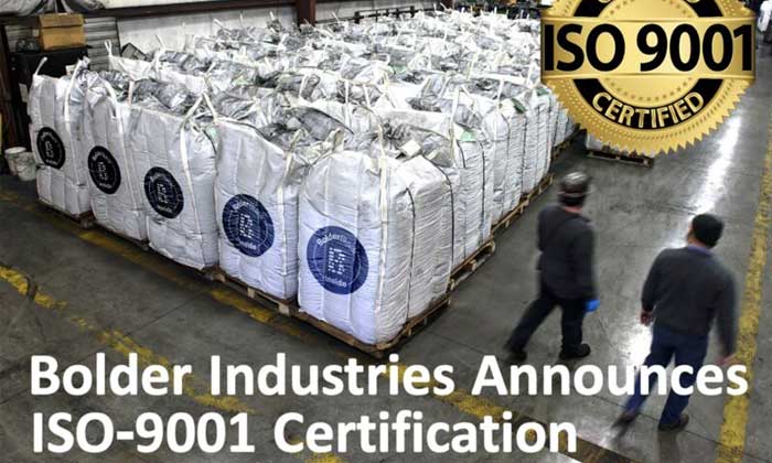 Bolder Industries announced ISO-9001 certification of its tire pyrolysis facility