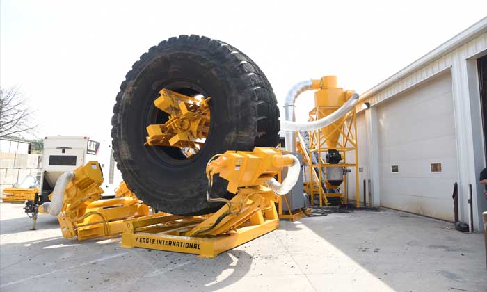 Eagle International develops machine to peel rubber mulch from OTR tires