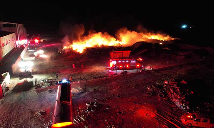 Fire outbreak at tire recycling plant on Al-Salmi Road in Kuwait