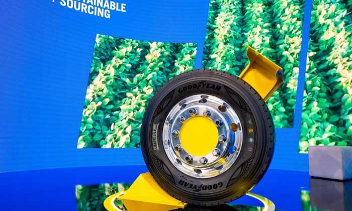 Goodyear presents new 63% sustainable-material demonstration truck tire for commercial fleets