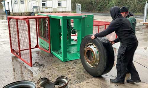 New truck tyre rim separators from Northern Irish tire baler manufacturer Gradeall