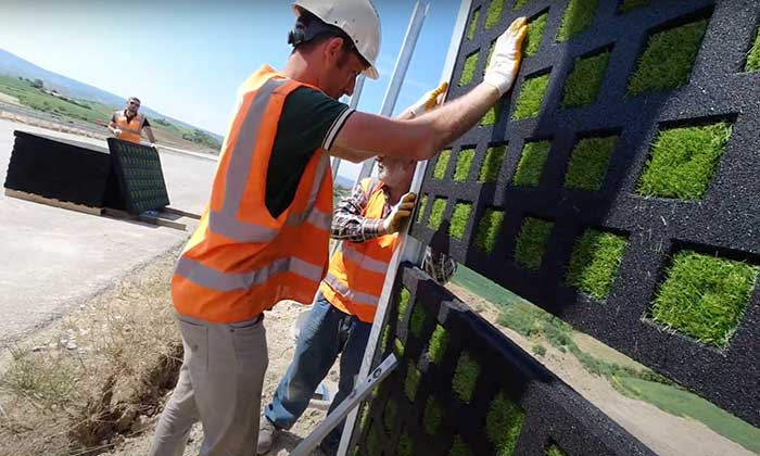 Noise barriers from recycled tires used in the longest suspension bridge project in the world