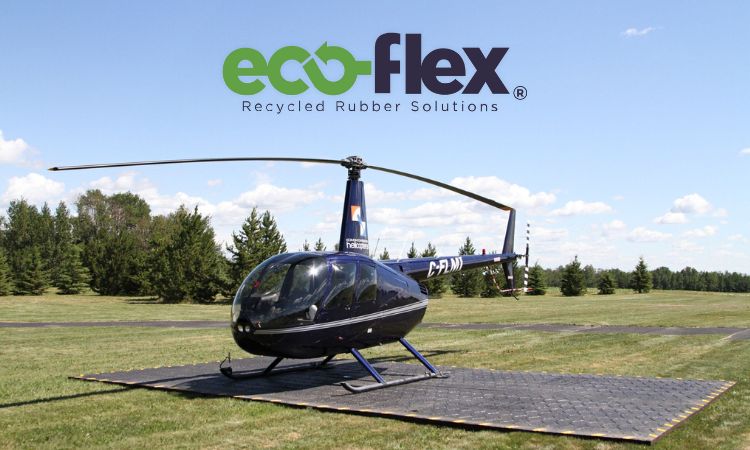 Durable helicopter pads made from 100% recycled rubber by Canadian Eco-Flex