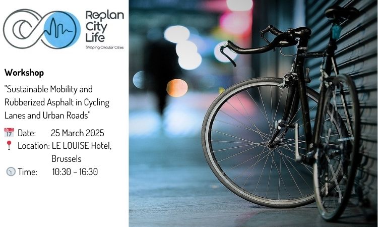 Workshop "Sustainable mobility and rubberized asphalt in cycling lanes and urban roads" by RePlan City Life, March 25, Brussels