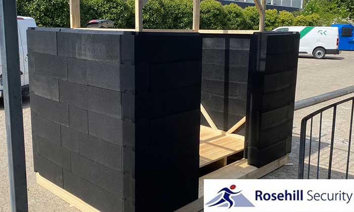 Rosehill Security's rubber Ballistic Blocks: versatile defense structures and guard shelters