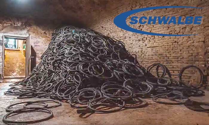 Schwalbe collects 20,000 end-of-life bicycle tires from a cellar