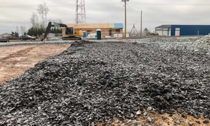 Tire-derived aggregate (TDA) being used in construction project for Nova Scotia