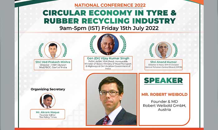 Weibold spoke at Circular Economy in Tyre and Rubber Recycling Industry Conference in India, July 15