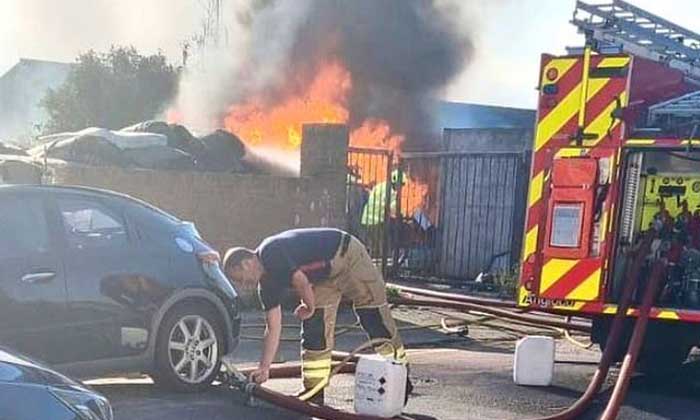 Artificial turf pile set ablaze in the United Kingdom