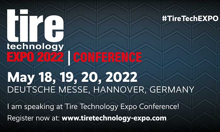 Robert Weibold speaks at Tire Technology Expo 2022 in Hannover on May 18-20