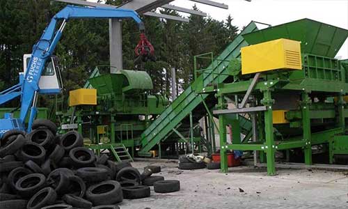 Used tire recycling line Amandus Kahl for sale in Germany